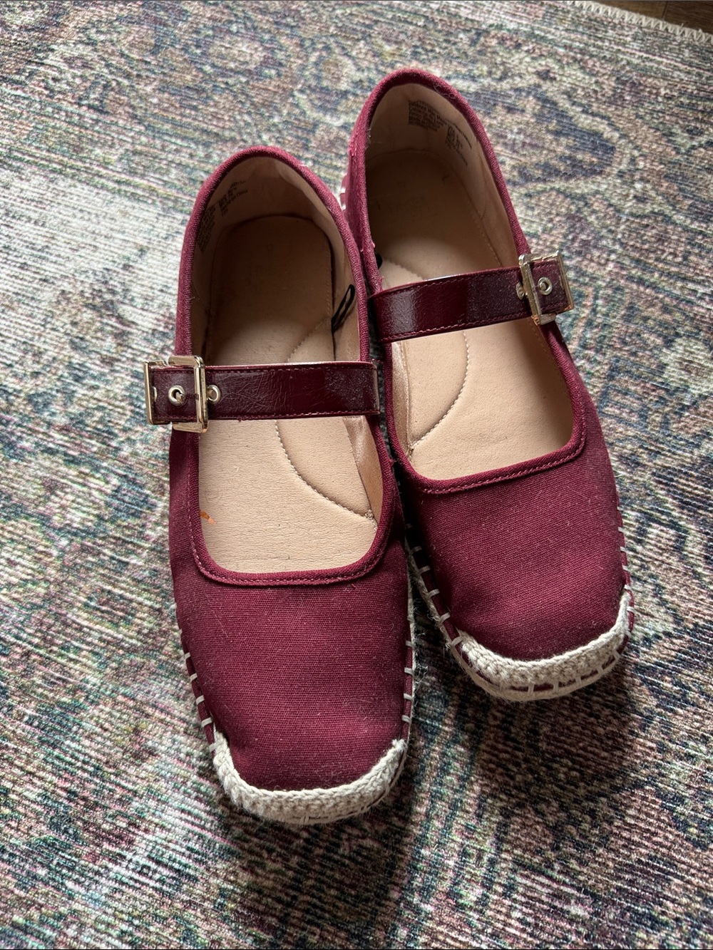Women’s Burgundy Mary Jane Espadrille Flats